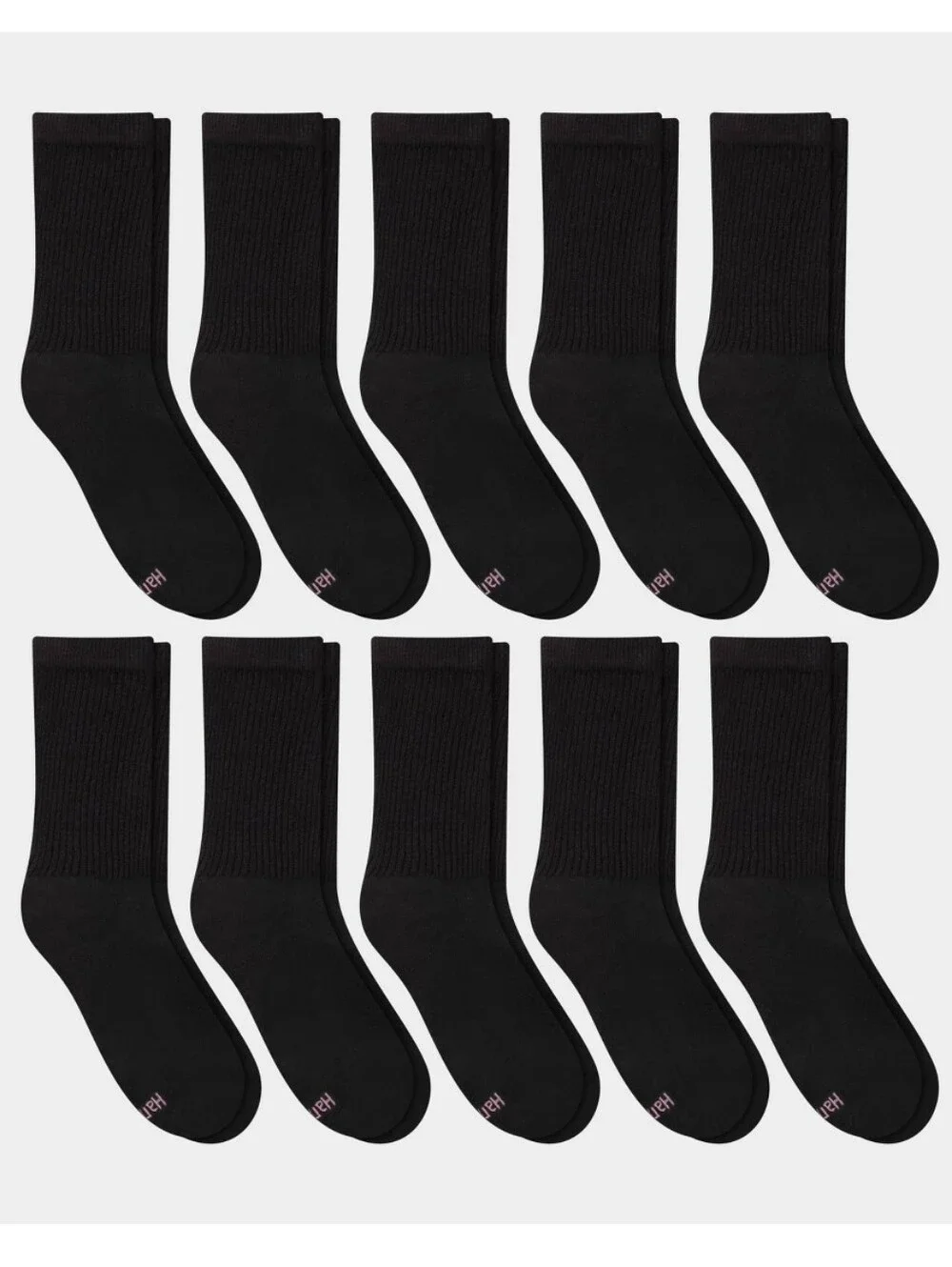 Hanes Women's Black Crew Socks - 10-Pack Nwt